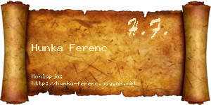 Hunka Ferenc névjegykártya